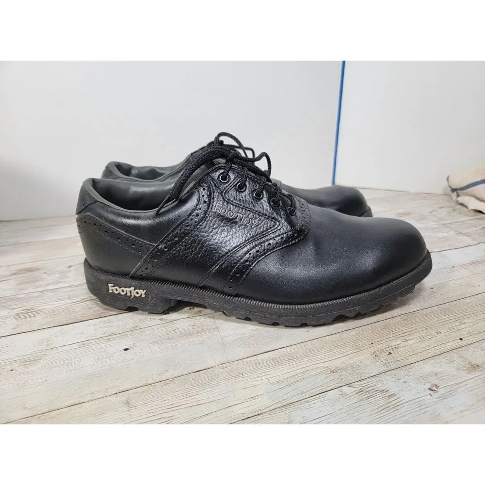 Mens FootJoy Size‎ 8.5M Lace Up Saddle Spike Golf Shoes 45534 Black